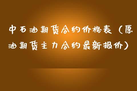 中石油期货合约价格表（原油期货主力合约最新报价）