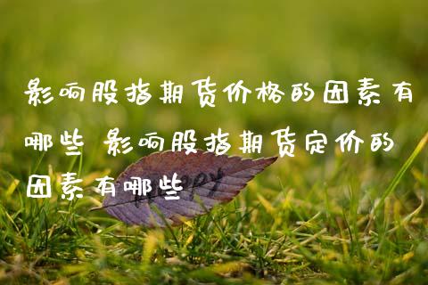 影响股指期货价格的因素有哪些 影响股指期货定价的因素有哪些