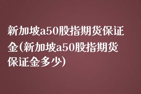 新加坡a50股指期货保证金(新加坡a50股指期货保证金多少)