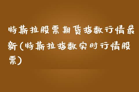 特斯拉股票期货指数行情最新(特斯拉指数实时行情股票)