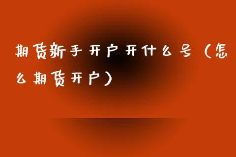 期货新手开户开什么号（怎么期货开户）