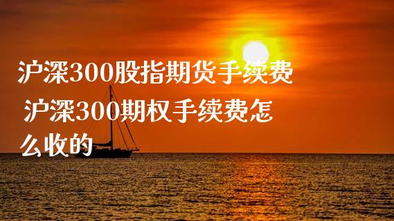 沪深300股指期货手续费 沪深300期权手续费怎么收的