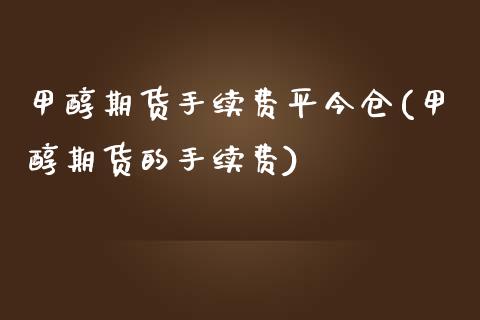 甲醇期货手续费平今仓(甲醇期货的手续费)