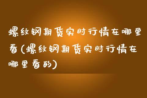 螺纹钢期货实时行情在哪里看(螺纹钢期货实时行情在哪里看的)