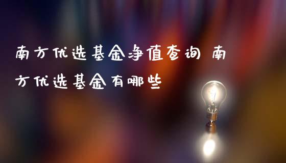 南方优选基金净值查询 南方优选基金有哪些_https://www.dglong8.com_基金理财_第1张