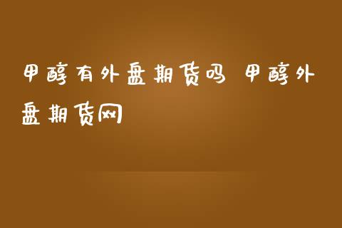 甲醇有外盘期货吗 甲醇外盘期货网_https://www.dglong8.com_理财百科_第1张