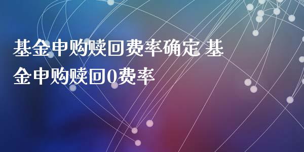基金申购赎回费率确定 基金申购赎回0费率