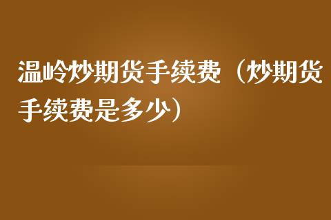 温岭炒期货手续费（炒期货手续费是多少）