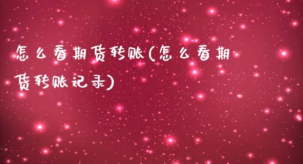怎么看期货转账(怎么看期货转账记录)