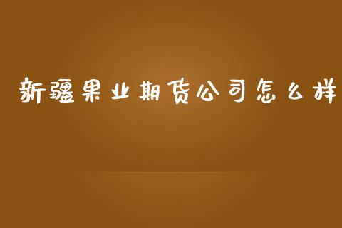 新疆果业期货公司怎么样