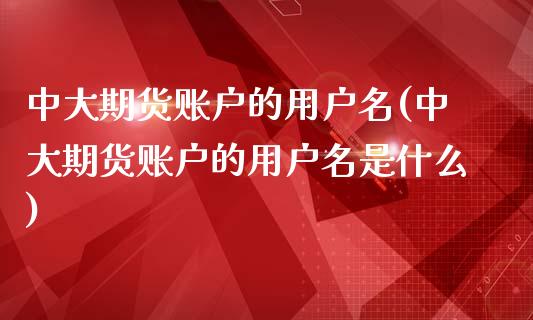 中大期货账户的用户名(中大期货账户的用户名是什么)