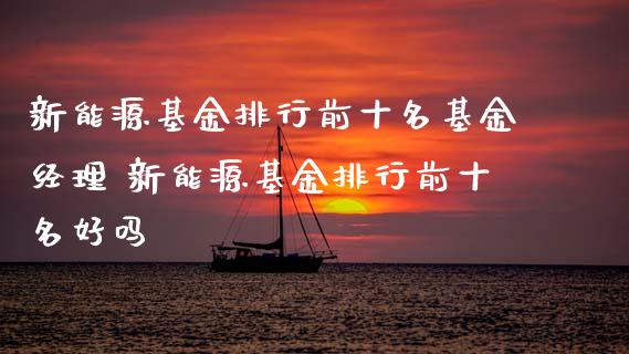 新能源基金排行前十名基金经理 新能源基金排行前十名好吗