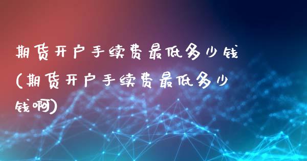 期货开户手续费最低多少钱(期货开户手续费最低多少钱啊)