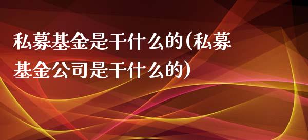 私募基金是干什么的(私募基金公司是干什么的)