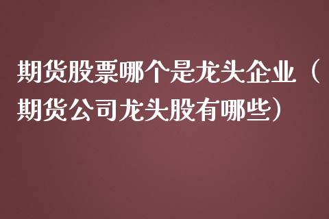 期货股票哪个是龙头企业（期货公司龙头股有哪些）