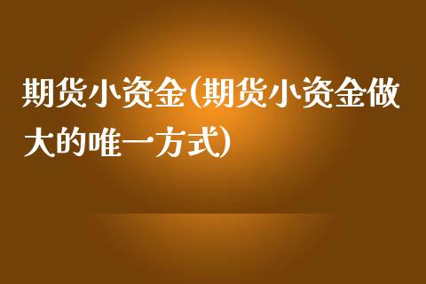 期货小资金(期货小资金做大的唯一方式)