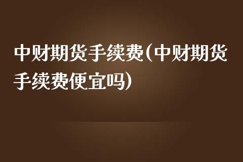 中财期货手续费(中财期货手续费便宜吗)