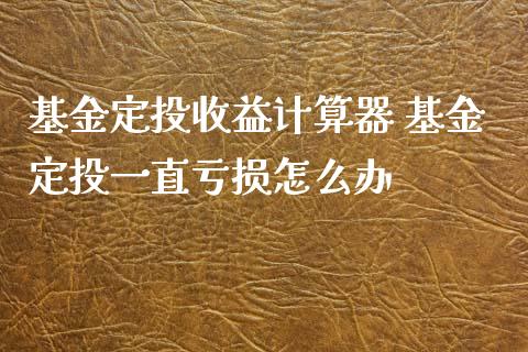 基金定投收益计算器 基金定投一直亏损怎么办