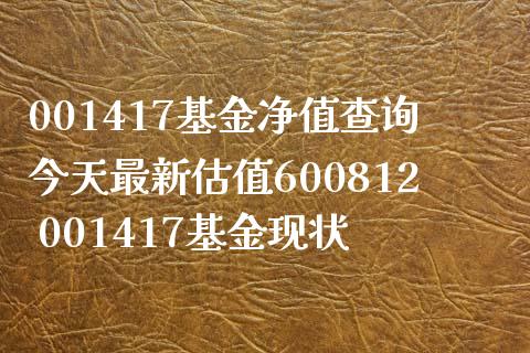 001417基金净值查询今天最新估值600812 001417基金现状