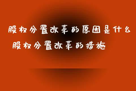 股权分置的原因是什么 股权分置的措施