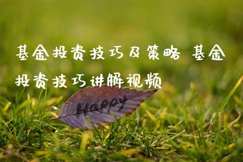 基资技巧及策略 基资技巧讲解视频