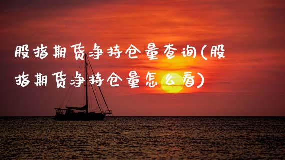 股指期货净持仓量查询(股指期货净持仓量怎么看)