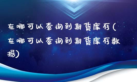 在哪可以查询到期货库存(在哪可以查询到期货库存数据)