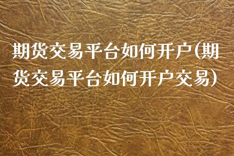 期货交易平台如何开户(期货交易平台如何开户交易)