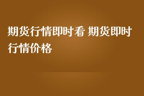 期货行情即时看 期货即时行情价格