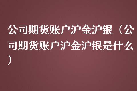 公司期货账户沪金沪银（公司期货账户沪金沪银是什么）