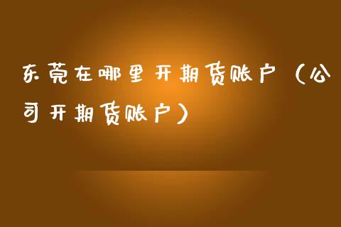 东莞在哪里开期货账户（公司开期货账户）