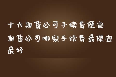 十大期货公司手续费便宜 期货公司哪家手续费最便宜最好_https://www.dglong8.com_理财百科_第1张