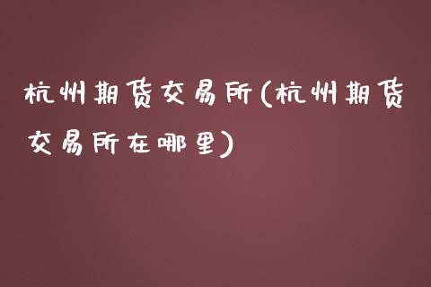 杭州期货交易所(杭州期货交易所在哪里)