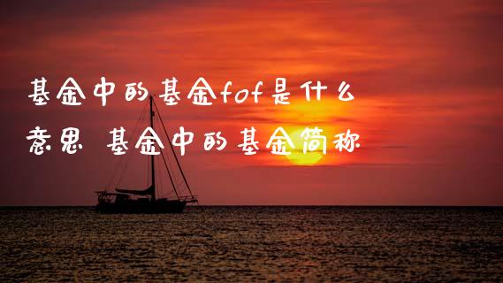 基金中的基金fof是什么意思 基金中的基金简称