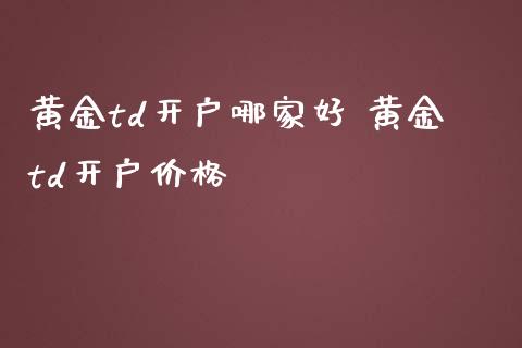 黄金td开户哪家好 黄金td开户价格