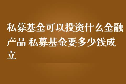 私募基金可以投资什么金融产品 私募基金要多少钱成立