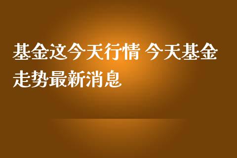 基金这今天行情 今天基金走势最新消息