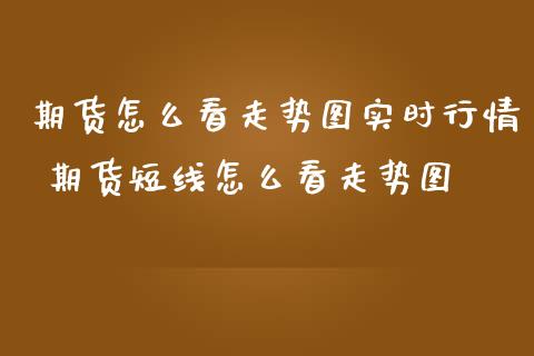 期货怎么看走势图实时行情 期货短线怎么看走势图