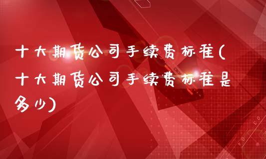 十大期货公司手续费标准(十大期货公司手续费标准是多少)