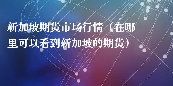 新加坡期货市场行情（在哪里可以看到新加坡的期货）