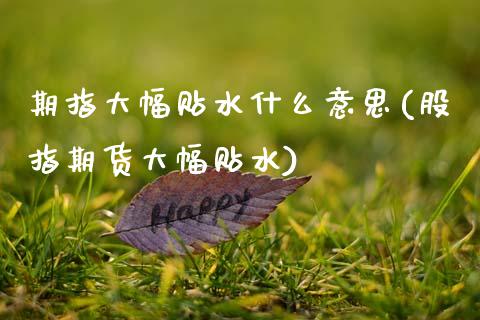 期指大幅贴水什么意思(股指期货大幅贴水)