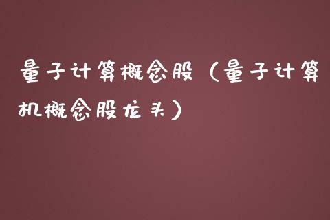 量子计算概念股（量子计算机概念股龙头）_https://www.dglong8.com_股票理财_第1张
