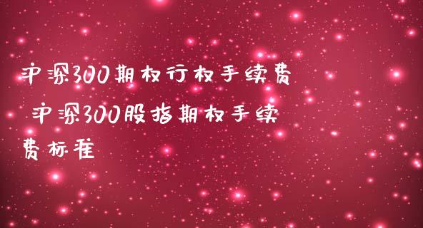 沪深300期权行权手续费 沪深300股指期权手续费标准