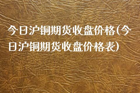 今日沪铜期货收盘价格(今日沪铜期货收盘价格表)