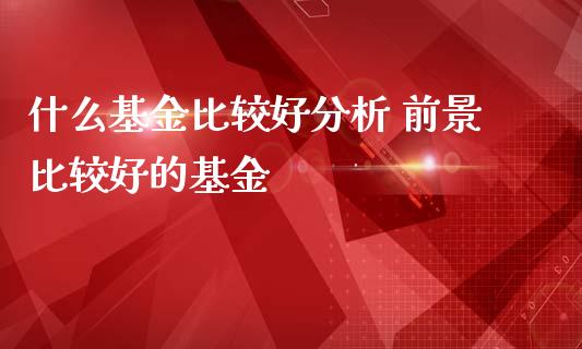 什么基金比较好分析 前景比较好的基金_https://www.dglong8.com_基金理财_第1张
