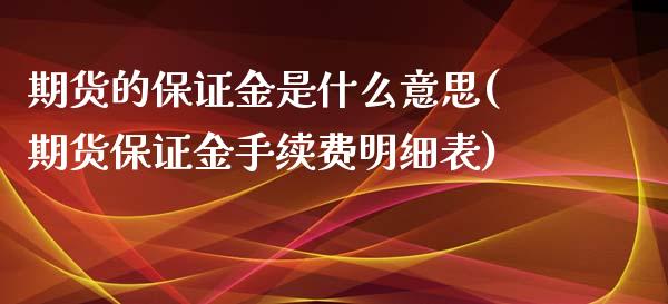 期货的保证金是什么意思(期货保证金手续费明细表)
