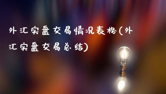 外汇实盘交易情况表格(外汇实盘交易总结)