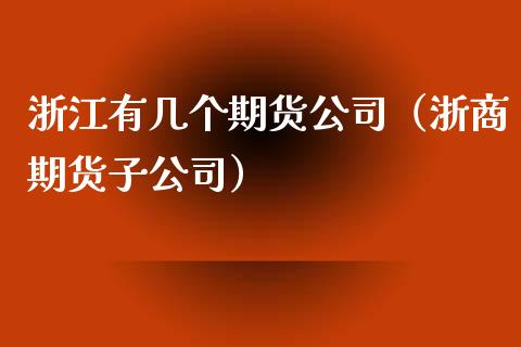 浙江有几个期货公司（浙商期货子公司）