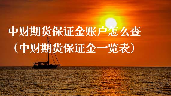中财期货保证金账户怎么查（中财期货保证金一览表）