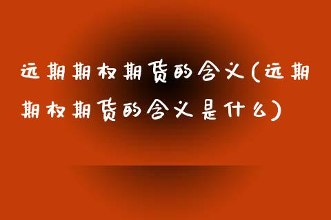 远期期权期货的含义(远期期权期货的含义是什么)